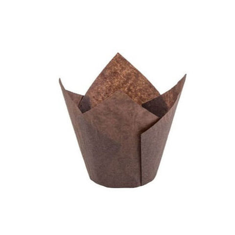 Brown Tulip Baking Cup - 2" x 1-5/8" to 2-3/4" - 2000 Qty