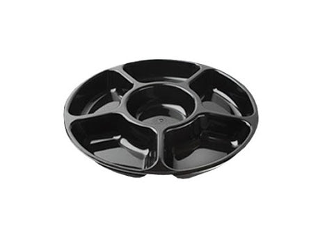 Lazy Susan Smartlock Catering Tray-6 Sections - 12 inch - Black - 50 Qty