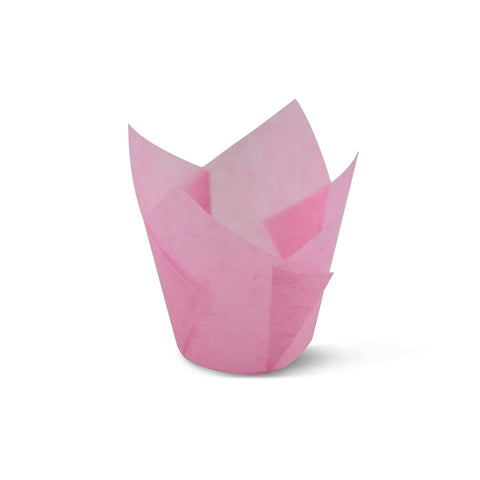 Pink Tulip Baking Cup - 2" x 2-1/8" to 3-1/2" - 2000 Qty