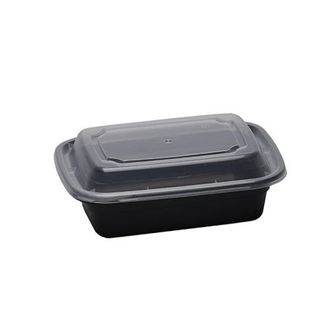 Single Compartment Container with Black Base and Clear Lid