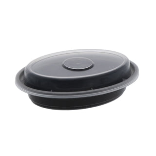 Versa Black Round Container and Lid - 48 oz - 150 Qty