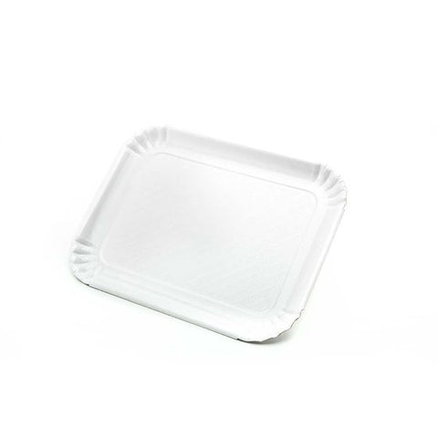 White Rectangular Pastry Tray - Rolled Edge - 8 x 11-3/16 - 200 Qty