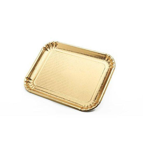 Gold Rectangular Pastry Tray - Rolled Edge